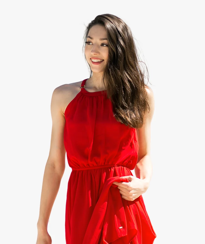 Scarlet Kırmızı Halter Yaka Maxi Elbise